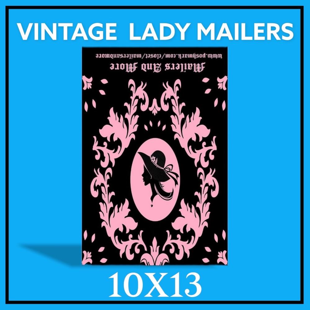 25 10X13 Poly Mailers Pink Vintage Lady Envelopes PRICE IS FIRM - Picture 10 of 12